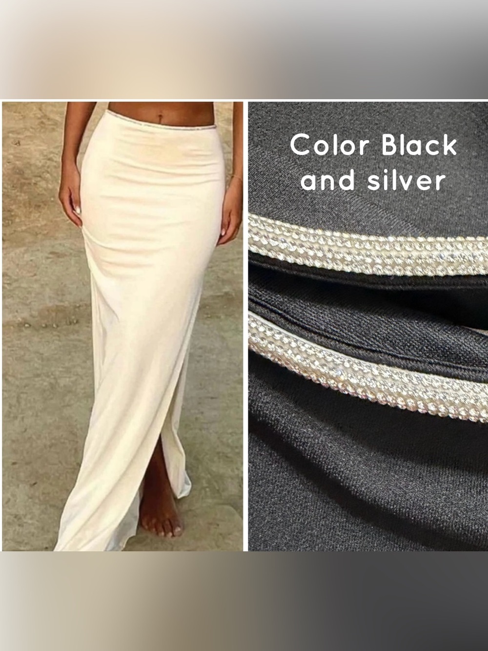 NWT MESKI SWEENEY DIAMANTÉ MAXI SKIRT WITH SPLIT